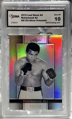 2010 Leaf Metal Muhammad Ali #77 SILVER PRISMATIC  /125 GMA 10 GEM MINT - Image 1 of 2