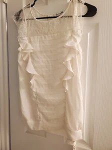 Women's Blouse, White, Silky, Lace, Forever 21, S/P - Picture 1 of 4