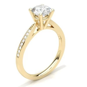 Woman's 14K Yellow Gold 0.60 CT (SI Color I) Center Diamond Engagement Ring. - Foto 1 di 1