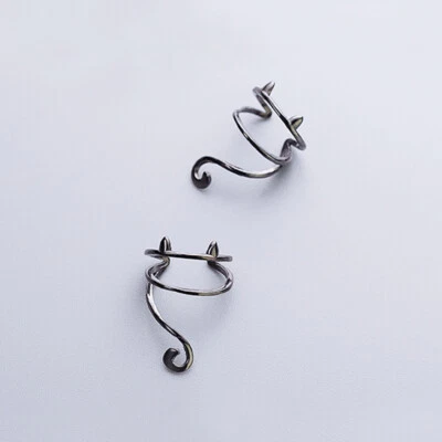 925 Sterling Silber Ohrclips Ohrringe Damen Katze Ohrklemme Ear cuff A1728 - Bild 1 von 4