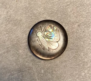 Antique Shell Button W/ Butterfly Shell Inlay - Picture 1 of 4