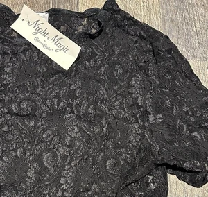 Nuevo con etiquetas Top transparente de encaje Cinema Etoile talla grande negro satinado - Imagen 1 de 4