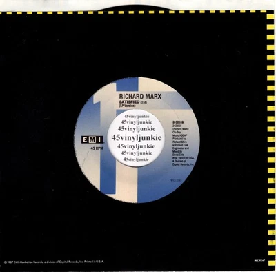 Richard Marx NM 45 rpm "Satisfied" b/w "Should've Known Better" on EMI Records - Image 1 of 3