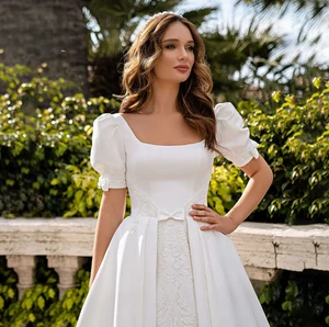 Bohemian Wedding Dresses Lace V-Neck Elegant Wedding Gown Boho Beach Bridal - Picture 1 of 7
