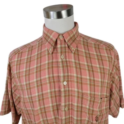 Camisa a Cuadros Grande Vintage Años 90 Nautica Para Hombres Abotonada Roja Marrón Verde Oliva Foto 1 de 4