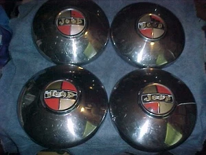 Jeep 63-72 Wagoneer Gladiator Jeepster SET (4) Dog Dish Bowl Hubcaps Slum Caps - Picture 1 of 4