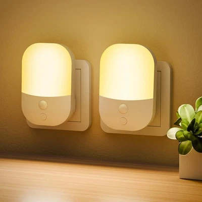 Plug in Night Light Dusk to Dawn Photocell Sensor 5 Adjustable Brightness 2 Pack - Image 1 of 4