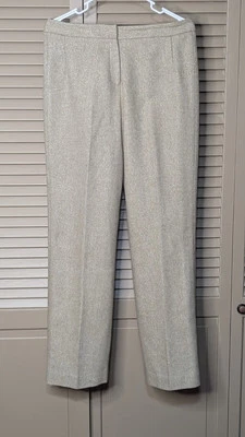 Larry Levine Pants Womens Size 10 Wool Beige Mid Rise Stretch Pants Pockets  - Image 1 of 3