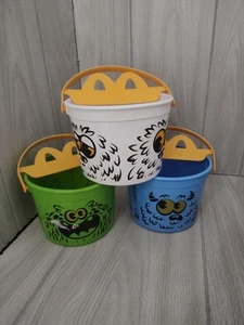 2024 McDonalds Halloween Boo Buckets Pails Happy Meal Set of 3 White Green Blue  - Picture 1 of 6