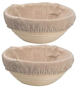 Bread Proofing Baskets Set of 2 8.5 inch Round Dough Proofing Bowls w/Liners - Picture 1 of 8