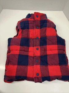 Janie And Jack The Plaid Twill Vest Boy's Size 3-4 Outerwear Winter Red & Blue - Picture 1 of 7
