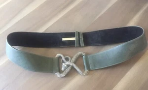 Raina Wide Leather Belt Cobra Snake Intertwined Hardware One Size Adjustable - Picture 1 of 9