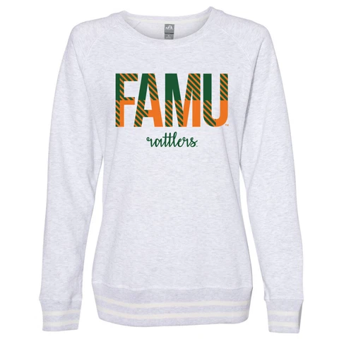 Venley Official NCAA Florida A&M FAMU Rattlers Women's Sweatshirt w/ Stripe Edge Cover