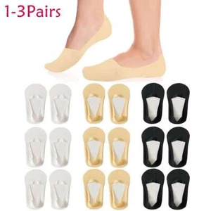 1-3 pares de calcetines planos ocultos invisibles antideslizantes forro corte bajo para mujer No Show nuevos - Imagen 1 de 15