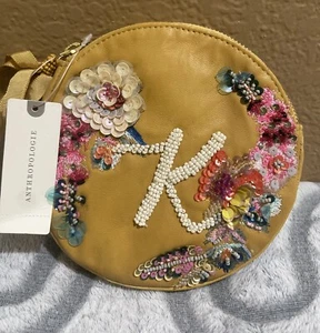 Bolsa Anthropologie Embellecida Anne Harlow Cuero Monograma K Nueva - Imagen 1 de 10