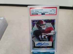 2021 MAC JONES LEAF FLASH PURPLE SP /50 AUTO ROOKIE CARD #PA-MJ1 PSA 8 T6421 - Picture 1 of 6