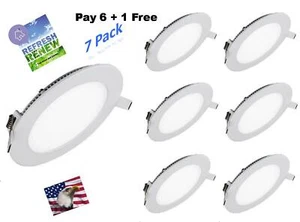 iLett Buy 6 get 1 Free (7 Pck) LED Flat LED Round Panel Recessed Light Round - Picture 1 of 12