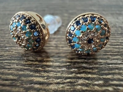 Aretes de mal de ojo pavé circonita cúbica chapados en oro amarillo de 14k - ¡Hermosos! Foto 1 de 4