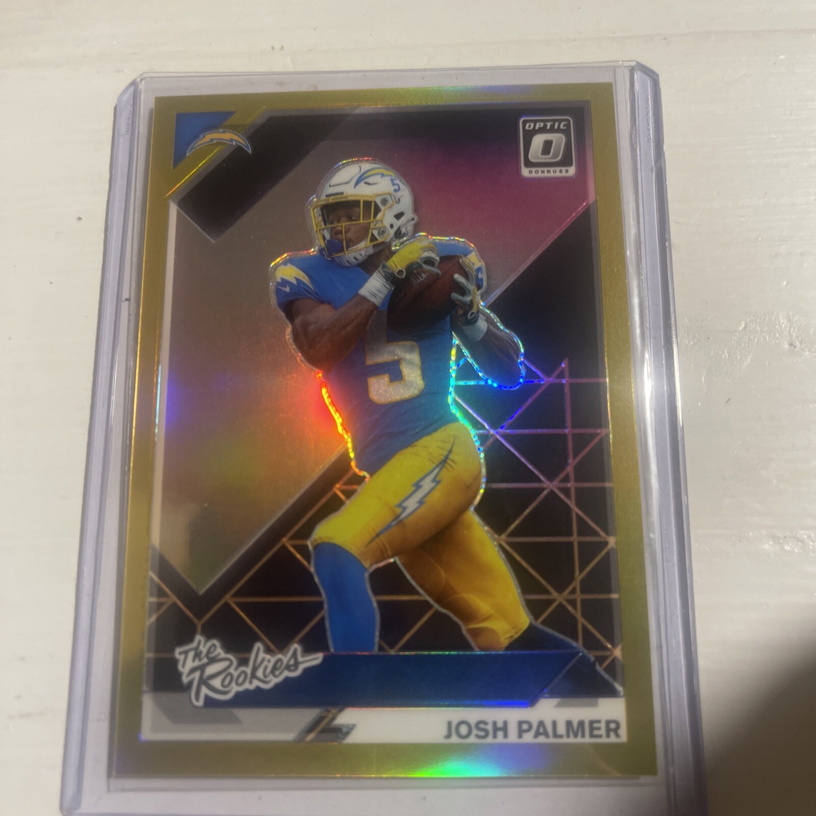 2021 Donruss Optic NFL Josh Palmer The Rookies Gold Prizm #rd 1/10 SP- Chargers