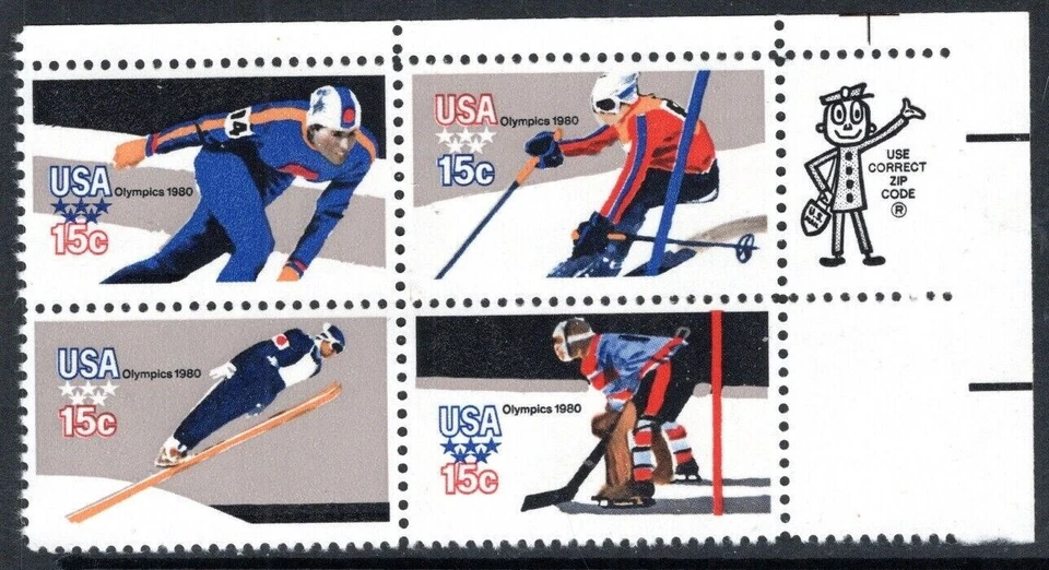 Scott # 1795-- 1798- -1980 Winter Olympics-- MINT- NH -OG-VF--Zip Block - Image 1 of 1