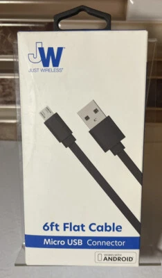 Just Wireless 6ft Flat TPU Micro USB to USB-A Cable - Black - Image 1 of 2