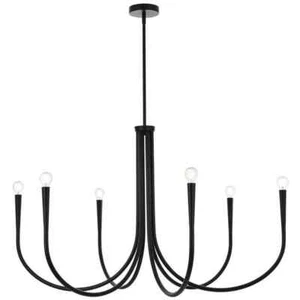 Chandelier Ceiling Light Fixture Farmhouse Large Black Foyer Dining Room 42" - Picture 1 of 9