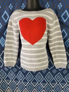 Crazy 8 Sweater Heart Designs Multicolored 5T Girls Striped Gray  - Picture 1 of 9