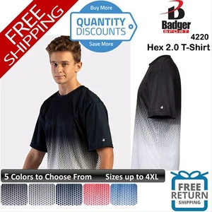 🔥 Badger Men Hex 2.0 T-Shirt performance fabric Sustainable Up To 4XL 4220 - Picture 1 of 16