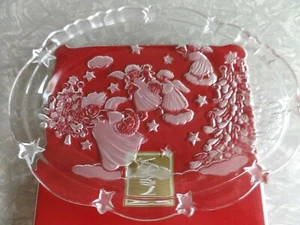 MIKASA "HOLIDAY LIGHTS" FROSTED GLASS ANGEL CANDY DISH - Picture 1 of 5