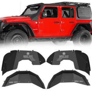 4PCS Aluminum Front & Rear Inner Fender Liners for Jeep Wrangler JL 2018-2025 - Foto 1 di 20