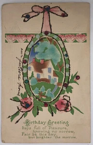 Tarjeta postal vintage cumpleaños tarjeta de felicitación 1917 - Imagen 1 de 3