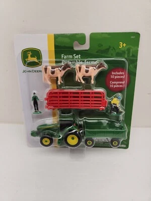Ertl John Deere Farm Tractor Barn Set NEW Wagon fence Farmer Cows Green - Image 1 of 4