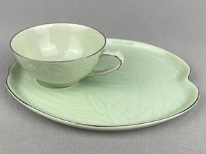 2 Seyei Snackteller und Teetassen grün Bambus 316 Vintage - Bild 1 von 10