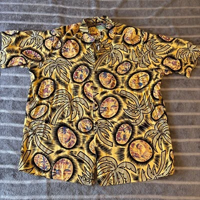 Camisa De Colección Reyn Spooner Rayón Hawaiana Aloha Amarilla Pueblo Hula Niña XL Foto 1 de 4