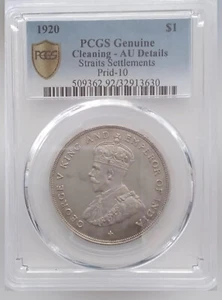 1920 British Emperor King George V Straits Settlements $1 PCGS AU Details - Picture 1 of 8