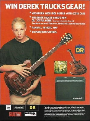 Allman Brothers Derek Trucks Band Washburn WI68 Idol guitar 2003 contest ad - Image 1 of 3