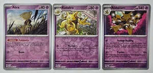Pokemon TCG Twilight Masquerade Abra Kadabra Alakazam Evo Set Reverse Holo NM - Picture 1 of 8