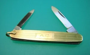 Art Deco Modern Pin Stripe 14kt Gold Pen Pocket Knife gd028 - Picture 1 of 5
