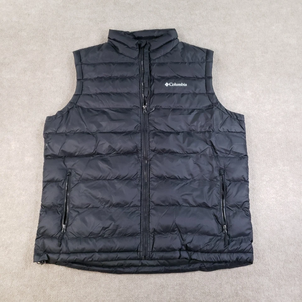 Columbia Chaleco Para Hombres XL Negro Acolchado Puffer Polvo Lite Omni-Heat Esquí *LEER* Foto 1 de 4