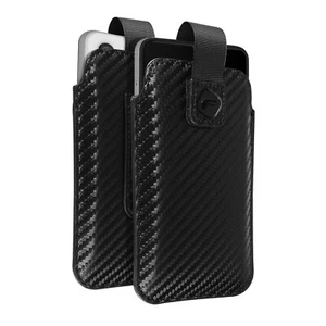 Funda Cinturón Smartphone Efecto Carbono Lengüeta Pull-Up Talla M Forcell Negro - Imagen 1 de 6