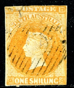 South Australia 1857 QV 1 Shilling Orange Imperf Local Print SG #9 VFU H297 - Picture 1 of 6