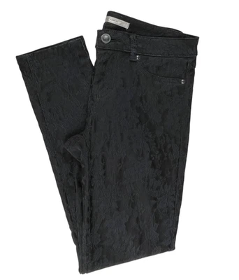 Lauren Conrad Black Floral Brocade Skinny Ankle Pants Size 6 Classic Timeless - Image 1 of 4