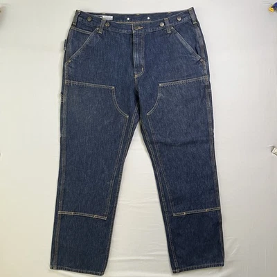 Pantalones de mezclilla Carhartt para hombre 38x30 resistentes flexibles de peso pesado doble rodilla calce relajado Foto 1 de 4