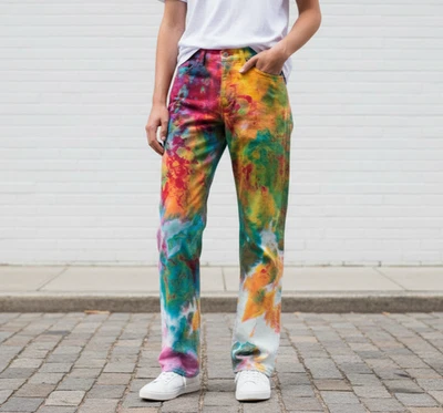 Vintage 80 Icónica Levi's 511 Vaqueros Hombre Denim Upcycled Corbata And Dye w32 - Imagen 1 de 4