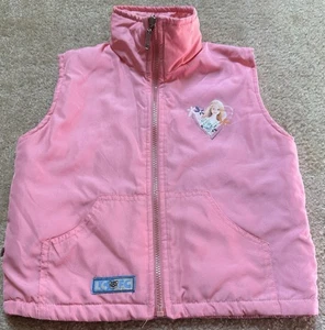 Vintage 80’s Barbie for Girls Vest Jacket Size 15 Pink LC FC Graphic Print - Picture 1 of 11