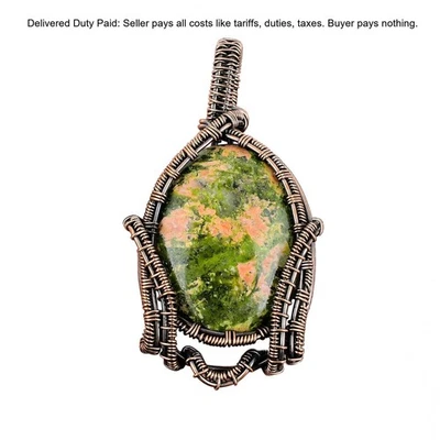 Venta Año Nuevo Cobre Ovalado Unakita Piedras Preciosas Día de la Madre Esposa Colgante Joyería Foto 1 de 4