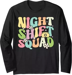 Funny Nursing Rn Lpn Cna Owls Night Shift Lover For Nurse Long Sleeve T-Shirt - Picture 1 of 7