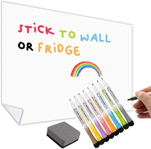 Self Adhesive Laminated Wall Planner Whiteboard Dry Wipe Reusable Sticky Backing - Picture 1 of 54