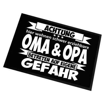 Fußmatte mit Spruch | Schwer erziehbare Oma & Opa | 60x40cm Schmutzfang Türmatte - Bild 1 von 4