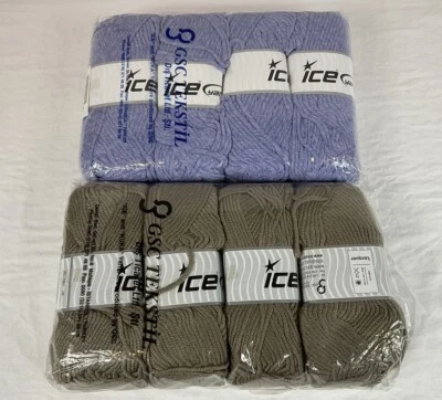 Lote Mixto 8 Madejas Hilos de Hielo ACRÍLICO VOLUMINOSO Hilo LACA/CAMELLO, TACTO SUAVE/LILA Foto 1 de 4